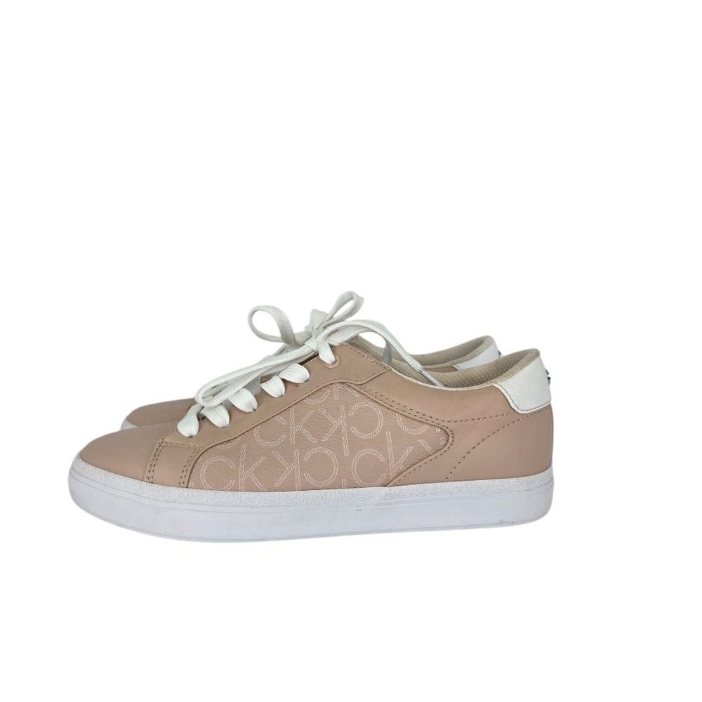 Calvin Klein Womens Carlise Pink White Sneakers Low Top Women's Casual Size 7.5M